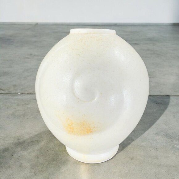 Vintage Hand Made Stoneware Pottery Vase Vessel Shell Swirl Pattern Hand Crafted - Picture 1 of 15